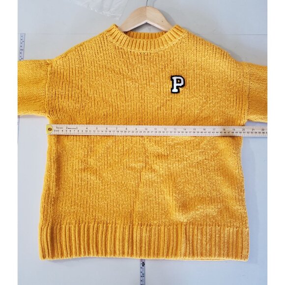 Victorias Secret PINK Pirates Baseball Yellow Knit Sweater Size XS Sporty Casual - Picture 3 of 7
